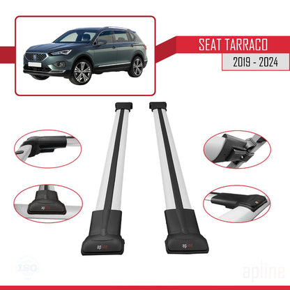 Compatible avec Seat Tarraco 2019-2024 FLY Model Barres de Toit Railing Porte-Bagages de Voiture Gris Aluminium 2 Barres