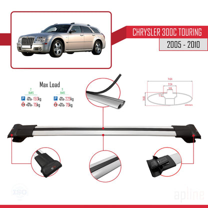 Compatible avec Chrysler 300C Touring 2005-2010 FLY Model Barres de Toit Railing Porte-Bagages de Voiture Gris Aluminium 2 Barres