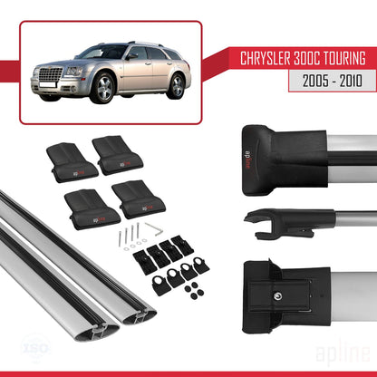 Compatible avec Chrysler 300C Touring 2005-2010 FLY Model Barres de Toit Railing Porte-Bagages de Voiture Gris Aluminium 2 Barres