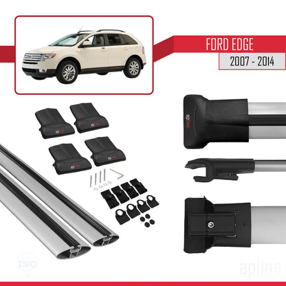 Compatible avec Ford Edge 2007-2014 FLY Model Barres de Toit Railing Porte-Bagages de Voiture Gris Aluminium 2 Barres