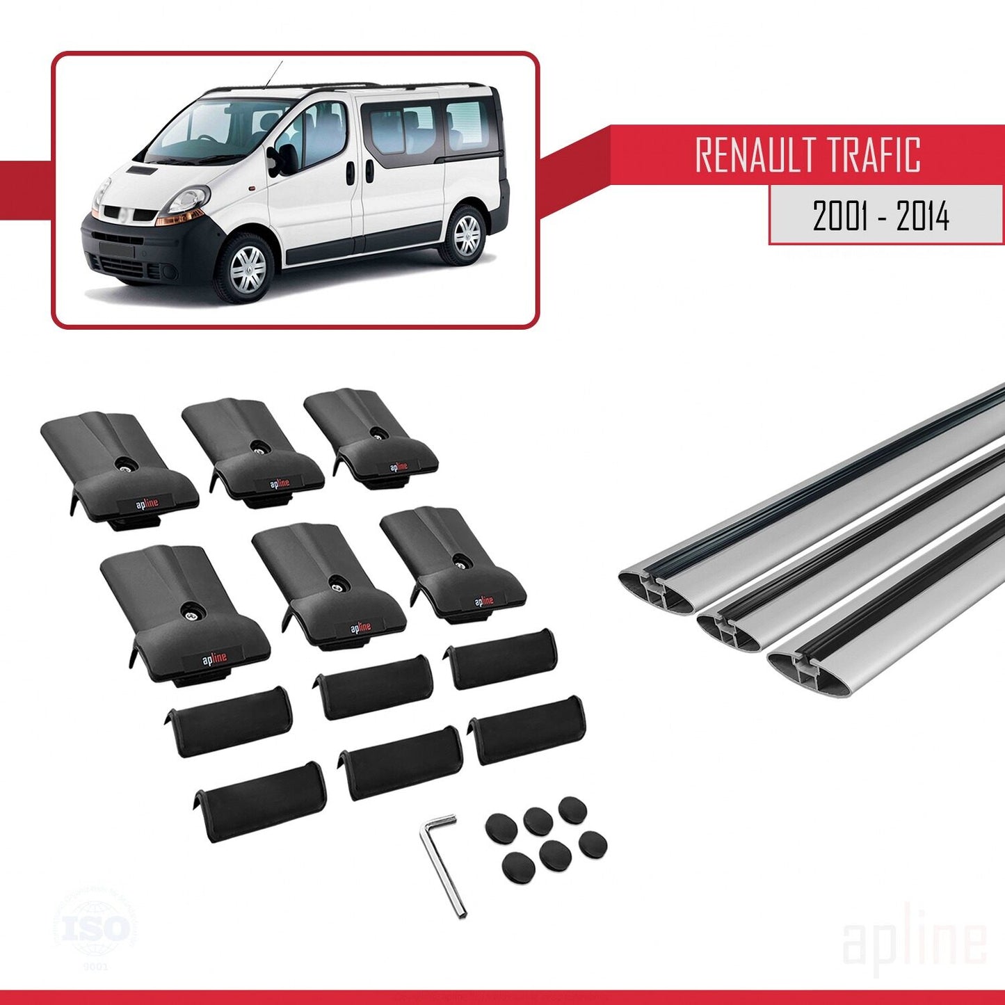Kompatibel mit Renault Trafic 2 (X83) 2001-2014 FLY Model Relingträger Dachträger Auto Gepäckträger Grau Aluminium 3 Stangen