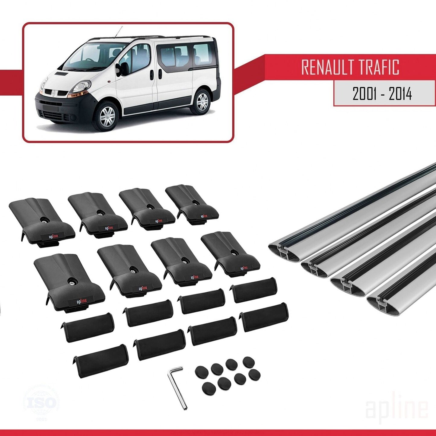 Kompatibel mit Renault Trafic 2 (X83) 2001-2014 FLY Model Relingträger Dachträger Auto Gepäckträger Grau Aluminium 4 Stangen