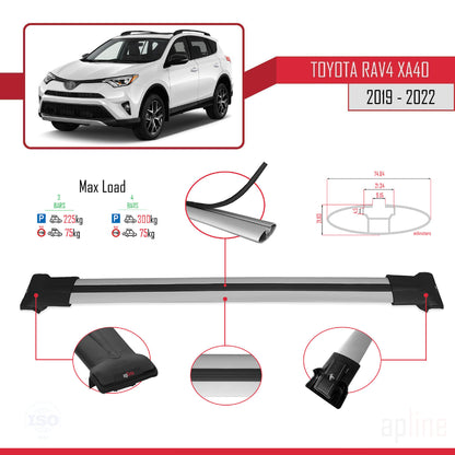 Compatible avec Toyota RAV4 IV (XA40) Post-Facelift 2016-2018 FLY Model Barres de Toit Railing Porte-Bagages de Voiture Gris Aluminium 3 Barres