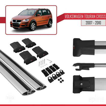 Compatible avec Volkswagen Touran Cross Pre-Facelift 2007-2010 FLY Model Barres de Toit Railing Porte-Bagages de Voiture Gris Aluminium 2 Barres