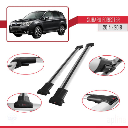 Compatible avec Subaru Forester 4 (SJ) 2014-2018 FLY Model Barres de Toit Railing Porte-Bagages de Voiture Gris Aluminium 2 Barres