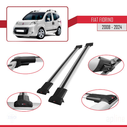 Compatible avec Fiat Fiorino 3 2008-2025 FLY Model Barres de Toit Railing Porte-Bagages de Voiture Gris Aluminium 2 Barres