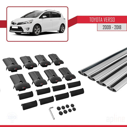 Compatible avec Toyota Verso (AR20) 2009-2018 FLY Model Barres de Toit Railing Porte-Bagages de Voiture Gris Aluminium 4 Barres