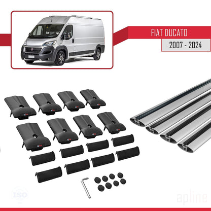 Kompatibel mit Fiat Ducato 3 2007-2025 FLY Modell Dachgepäckträger, graues Aluminium, 4 Stangen