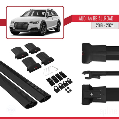Kompatibel mit A4 (B9) Allroad 2016-2025 FLY Modell Dachgepäckträger, schwarzes Aluminium, 2 Stangen