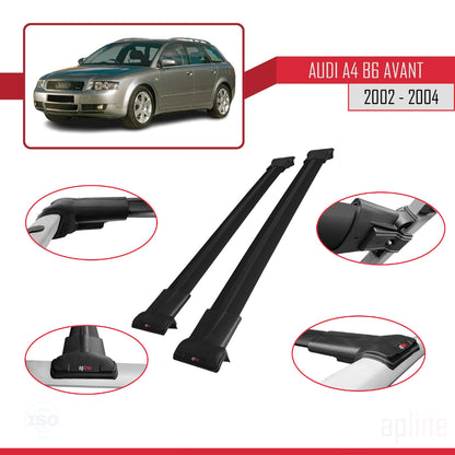 Compatible avec A4 (B6) Avant 2002-2004 FLY Model Barres de Toit Railing Porte-Bagages de Voiture Noir Aluminium 2 Barres