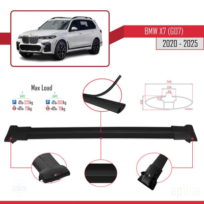 Kompatibel mit BMW X7 (G07) ​​2020-2025 FLY Modell Dachgepäckträger, schwarzes Aluminium, 3-teilig