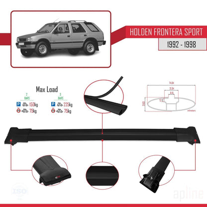 Kompatibel mit Holden Frontera Sport 1992-1998 FLY Model Relingträger Dachträger Auto Gepäckträger Schwarz Aluminium 2 Stangen