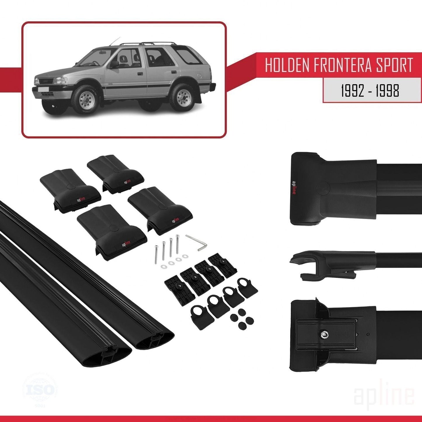 Kompatibel mit Holden Frontera Sport 1992-1998 FLY Model Relingträger Dachträger Auto Gepäckträger Schwarz Aluminium 2 Stangen