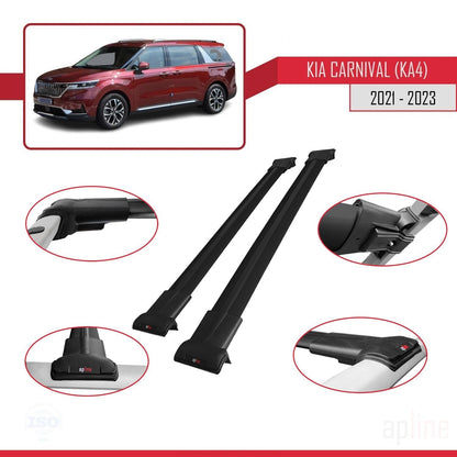 Kompatibel mit Kia Carnival 4 (KA4) 2021-2023 FLY Model Relingträger Dachträger Auto Gepäckträger Schwarz Aluminium 2 Stangen