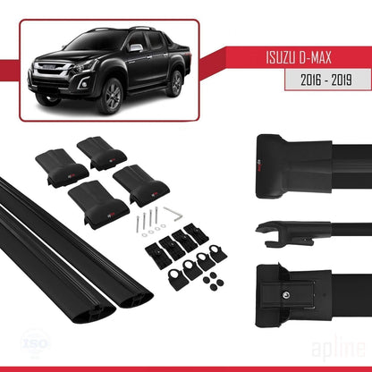 Compatible with Isuzu D-Max 2 (RT85) Post-Facelift 2016-2019 FLY Model Car Roof Rack Cross Bar Black Aluminium 2 Bars