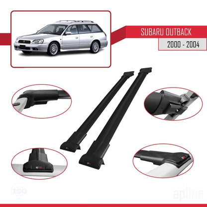 Compatible avec Subaru Outback 2 2000-2004 FLY Model Barres de Toit Railing Porte-Bagages de Voiture Noir Aluminium 2 Barres