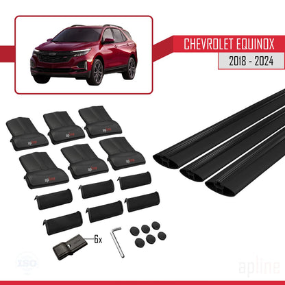 Compatible avec Chevrolet Equinox 2018-2024 FLY Model Barres de Toit Railing Porte-Bagages de Voiture Noir Aluminium 3 Barres