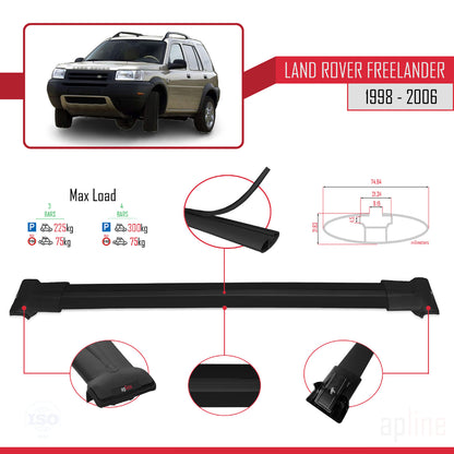 Kompatibel mit Land Rover Freelander (L314) 1998-2006 FLY Model Relingträger Dachträger Auto Gepäckträger Schwarz Aluminium 3 Stangen