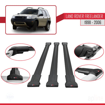 Kompatibel mit Land Rover Freelander (L314) 1998-2006 FLY Model Relingträger Dachträger Auto Gepäckträger Schwarz Aluminium 3 Stangen