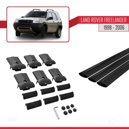 Kompatibel mit Land Rover Freelander (L314) 1998-2006 FLY Model Relingträger Dachträger Auto Gepäckträger Schwarz Aluminium 3 Stangen