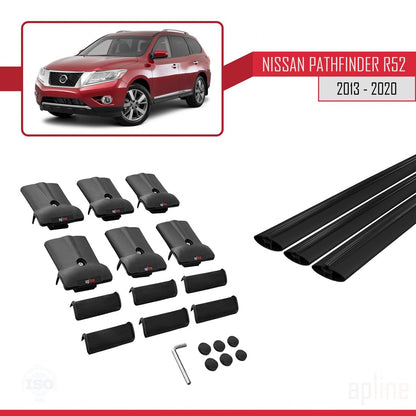 Kompatibel mit Nissan Pathfinder 4 (R52) 2013-2020 FLY Model Relingträger Dachträger Auto Gepäckträger Schwarz Aluminium 3 Stangen