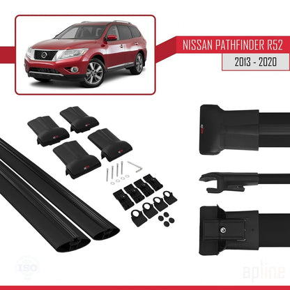 Kompatibel mit Nissan Pathfinder 4 (R52) 2013-2020 FLY Model Relingträger Dachträger Auto Gepäckträger Schwarz Aluminium 2 Stangen