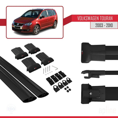 Compatible avec Volkswagen Touran (1T) Pre-Facelift 2003-2010 FLY Model Barres de Toit Railing Porte-Bagages de Voiture Noir Aluminium 2 Barres