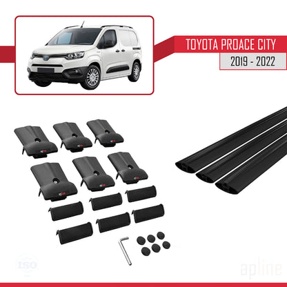 Compatible avec Toyota Proace City 2019-2022 FLY Model Barres de Toit Railing Porte-Bagages de Voiture Noir Aluminium 3 Barres