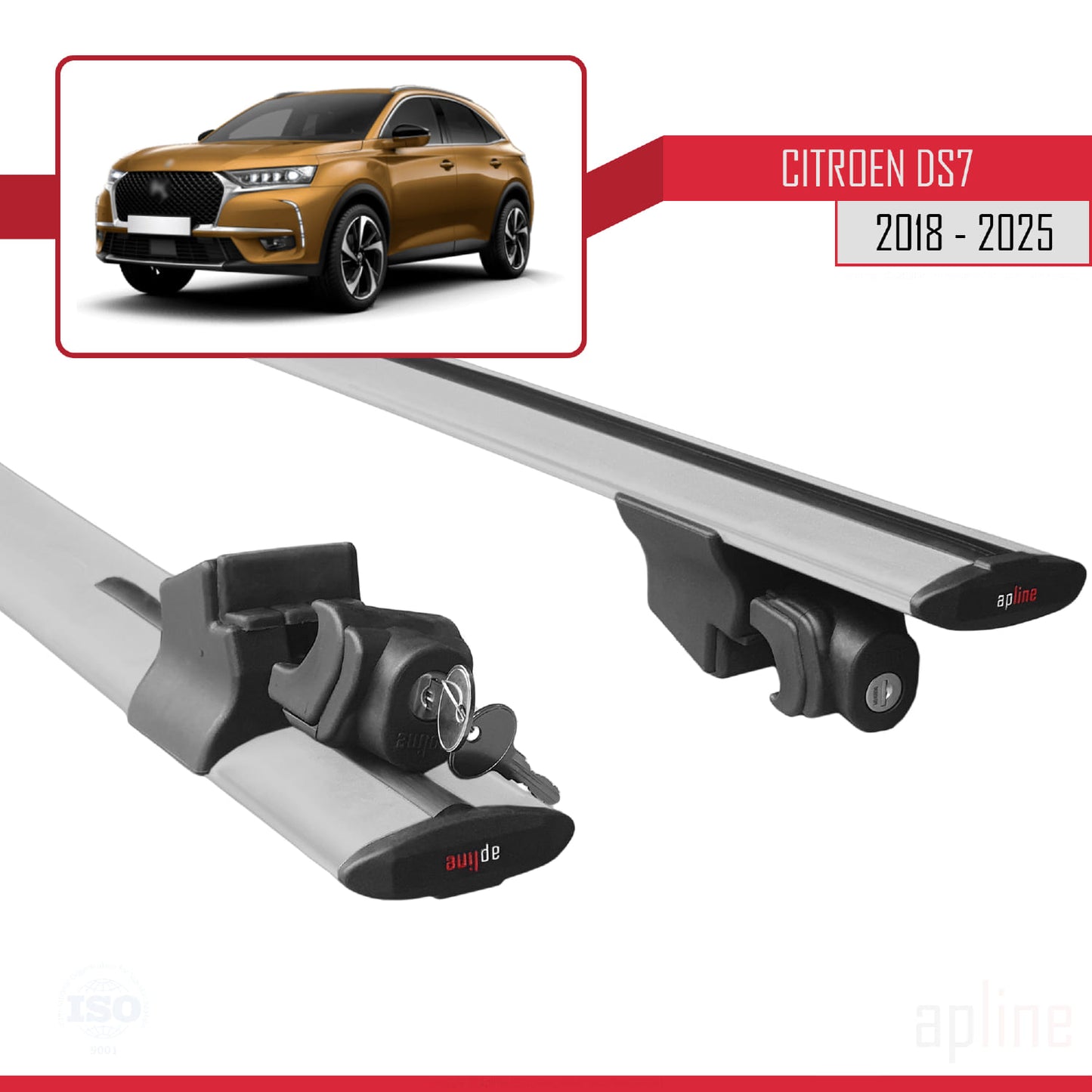 Kompatibel mit Citroen/DS 7 Crossback 2018-2025 HOOK Model Relingträger Dachträger Auto Gepäckträger Grau Aluminium 2 Stangen