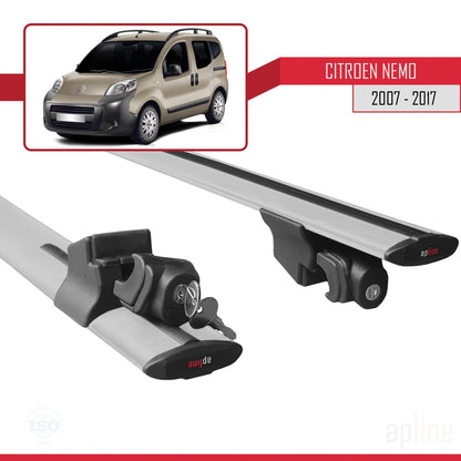 Kompatibel mit Citroen Nemo 3 (225) 2007-2017 HOOK Model Relingträger Dachträger Auto Gepäckträger Grau Aluminium 2 Stangen