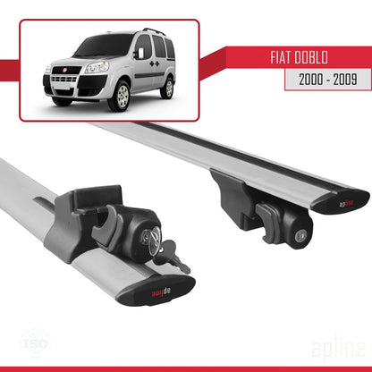 Kompatibel mit Fiat Doblo 2000-2009 HOOK Model Relingträger Dachträger Auto Gepäckträger Grau Aluminium 2 Stangen