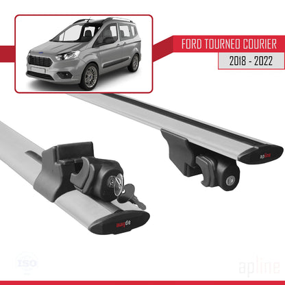 Kompatibel mit Ford Transit/Tourneo Courier Post-Facelift 2018-2022 HOOK Model Relingträger Dachträger Auto Gepäckträger Grau Aluminium 2 Stangen
