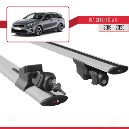 Compatible with Kia Ceed 3 (CD) SW 2019-2025 HOOK Model Car Roof Rack Cross Bar Grey Aluminium 2 Bars