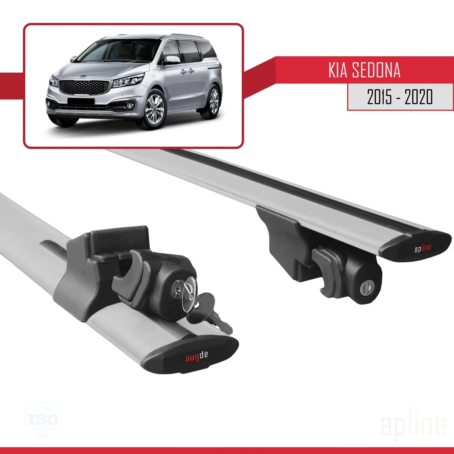 Kompatibel mit Kia Sedona 3 (YP) 2015-2020 HOOK Model Relingträger Dachträger Auto Gepäckträger Grau Aluminium 2 Stangen