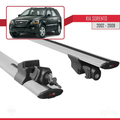 Kompatibel mit Kia Sorento (BL) 2002-2009 HOOK Model Relingträger Dachträger Auto Gepäckträger Grau Aluminium 2 Stangen
