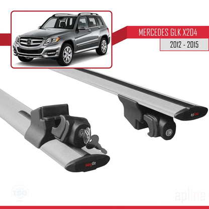 Kompatibel mit Mercedes GLK Klasse (X204) Post-Facelift 2012-2015 HOOK Model Relingträger Dachträger Auto Gepäckträger Grau Aluminium 2 Stangen