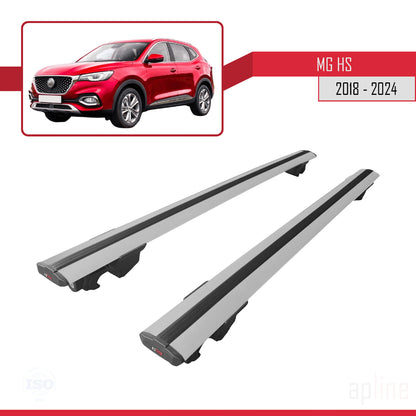 Compatible avec MG HS (AS23) 2018-2024 HOOK Model Barres de Toit Railing Porte-Bagages de Voiture Gris Aluminium 2 Barres