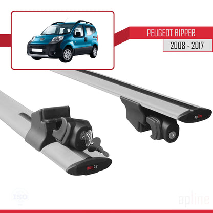Kompatibel mit Peugeot Bipper 2008-2017 HOOK Model Relingträger Dachträger Auto Gepäckträger Grau Aluminium 2 Stangen