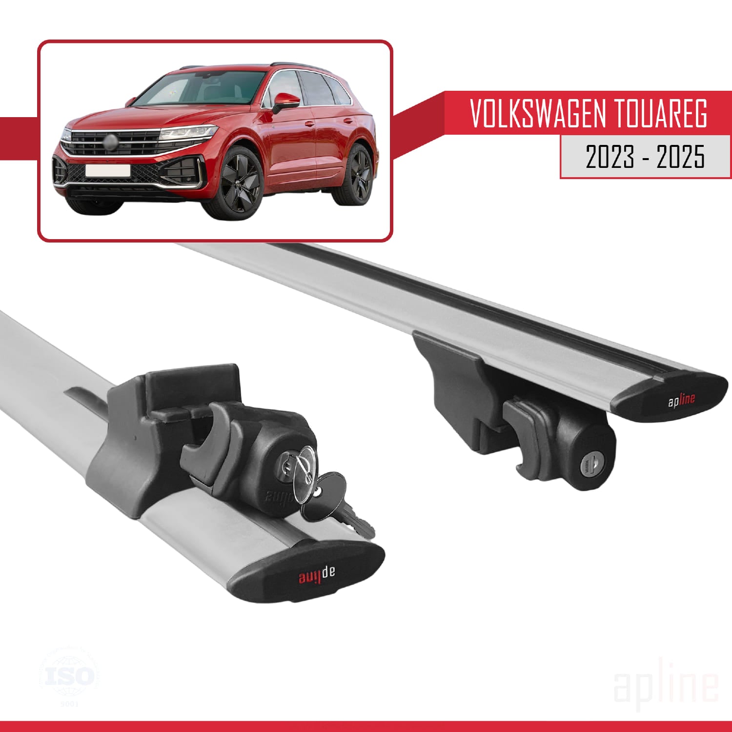 Compatible avec VW Touareg 2015-2018 HOOK Model Barres de Toit Railing Porte-Bagages de Voiture Gris Aluminium 2 Barres