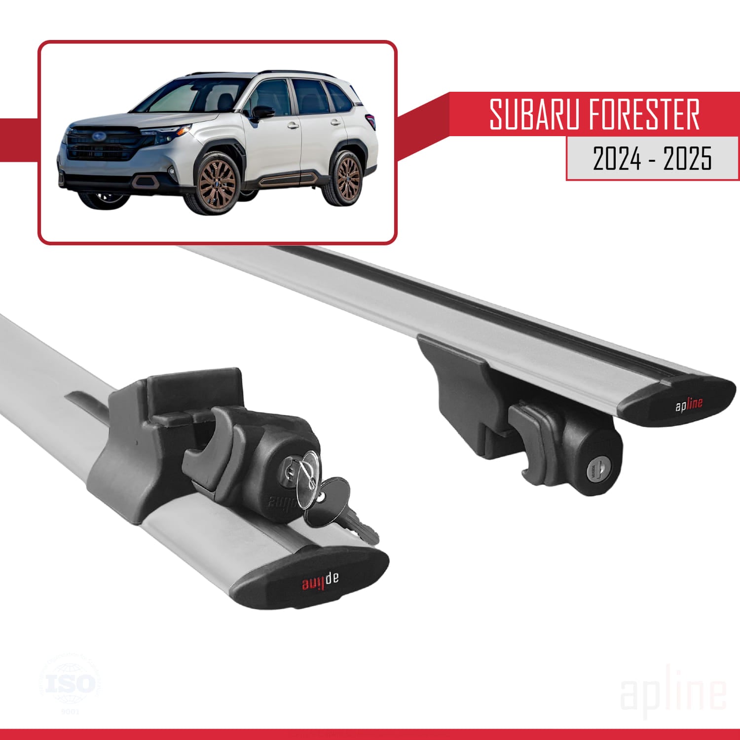 Compatible avec Subaru Forester 2024-2025 HOOK Model Barres de Toit Railing Porte-Bagages de Voiture Gris Aluminium 2 Barres