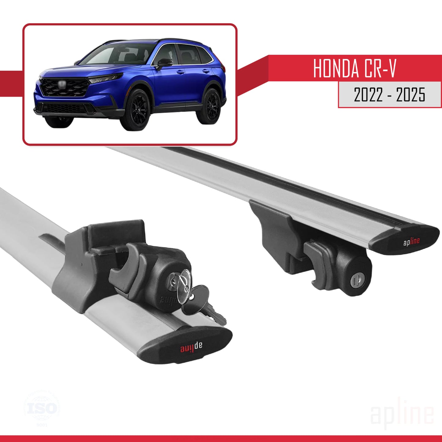 Compatible avec Honda CR-V 2022-2025 HOOK Model Barres de Toit Railing Porte-Bagages de Voiture Gris Aluminium 2 Barres