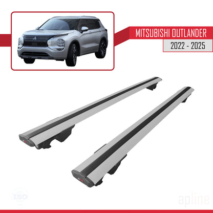 Compatible avec Mitsubishi Outlander 2022-2025 HOOK Model Barres de Toit Railing Porte-Bagages de Voiture Gris Aluminium 2 Barres
