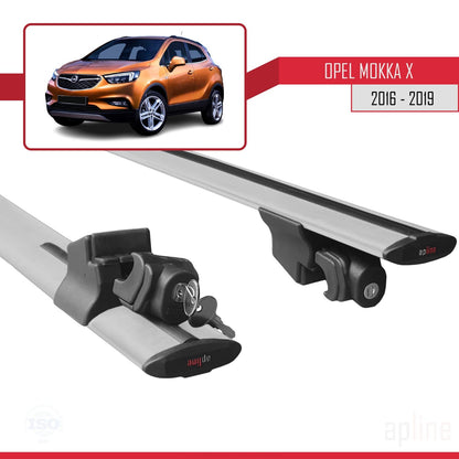 Kompatibel mit Opel Mokka X (J13) 2016-2019 HOOK Model Relingträger Dachträger Auto Gepäckträger Grau Aluminium 2 Stangen