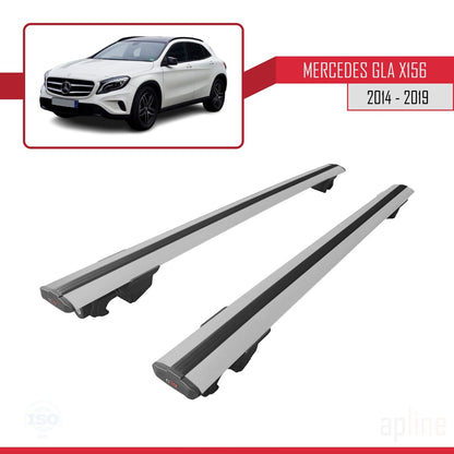 Kompatibel mit Mercedes GLA Klasse (X156) 2014-2019 HOOK Model Relingträger Dachträger Auto Gepäckträger Grau Aluminium 2 Stangen