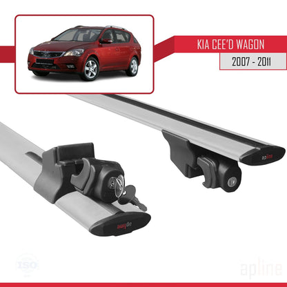 Kompatibel mit Kia Ceed (ED) Combi Pre-Facelift 2006-2009 HOOK Model Relingträger Dachträger Auto Gepäckträger Grau Aluminium 2 Stangen
