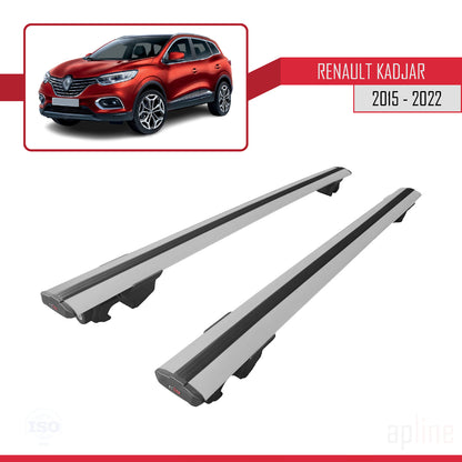 Kompatibel mit Renault Kadjar 2015-2022 HOOK Model Relingträger Dachträger Auto Gepäckträger Grau Aluminium 2 Stangen