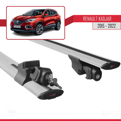 Kompatibel mit Renault Kadjar 2015-2022 HOOK Model Relingträger Dachträger Auto Gepäckträger Grau Aluminium 2 Stangen