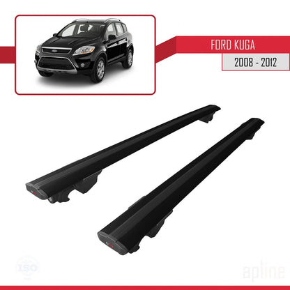 Compatible with Ford Kuga (C394) 2008-2012 HOOK Model Car Roof Rack Cross Bar Black Aluminium 2 Bars
