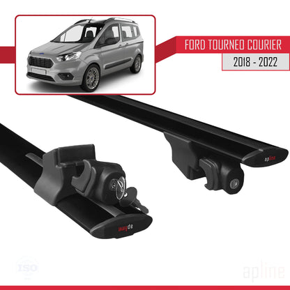 Kompatibel mit Ford Transit/Tourneo Courier Post-Facelift 2018-2022 HOOK Model Relingträger Dachträger Auto Gepäckträger Schwarz Aluminium 2 Stangen