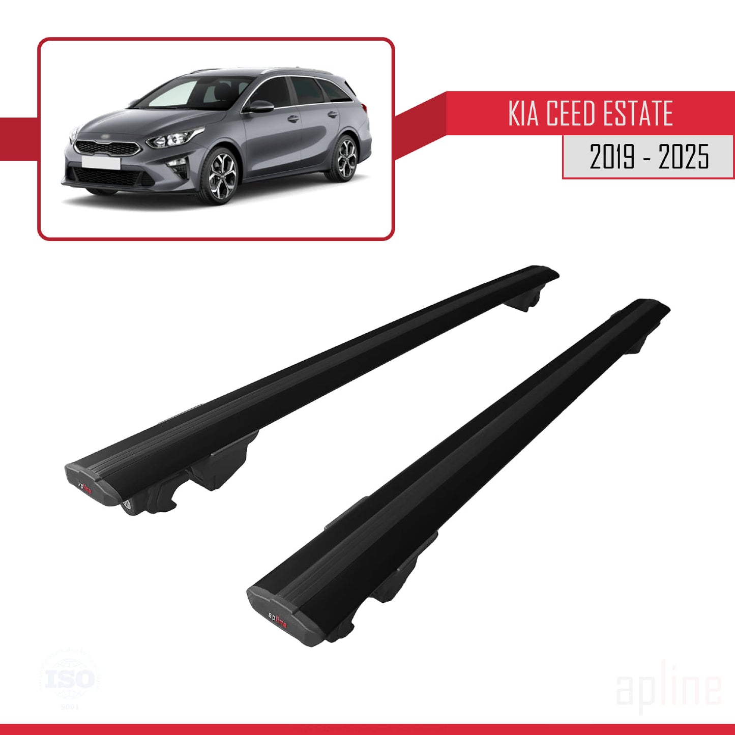 Kompatibel mit Kia Ceed 3 (CD) Combi 2019-2025 HOOK Model Relingträger Dachträger Auto Gepäckträger Schwarz Aluminium 2 Stangen